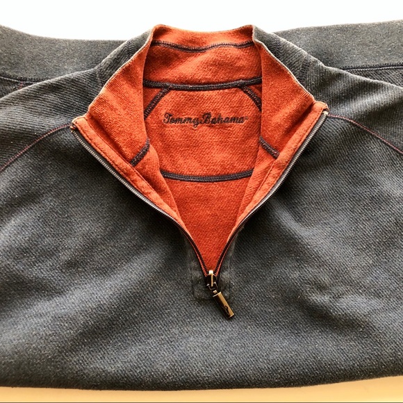 Tommy Bahama Mens Sweater 1/4 Zip Reversible - Picture 3 of 6